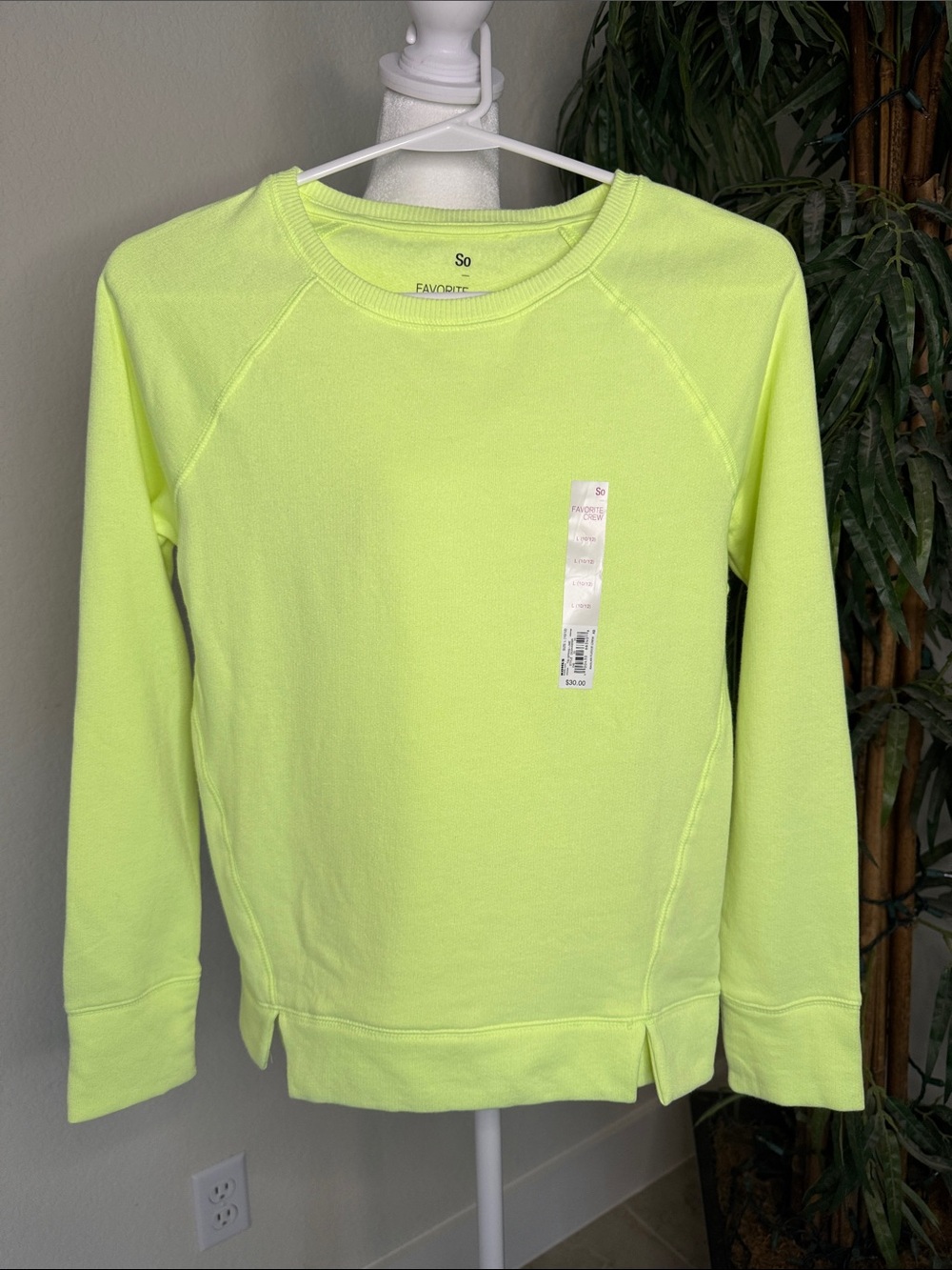 Kohl's SO Neon Yellow Crewneck Soft Sweatshirt for Girls Size 10/12